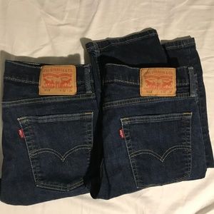 2 Pairs of Levi's 513 Slim Straight Jeans 32x34